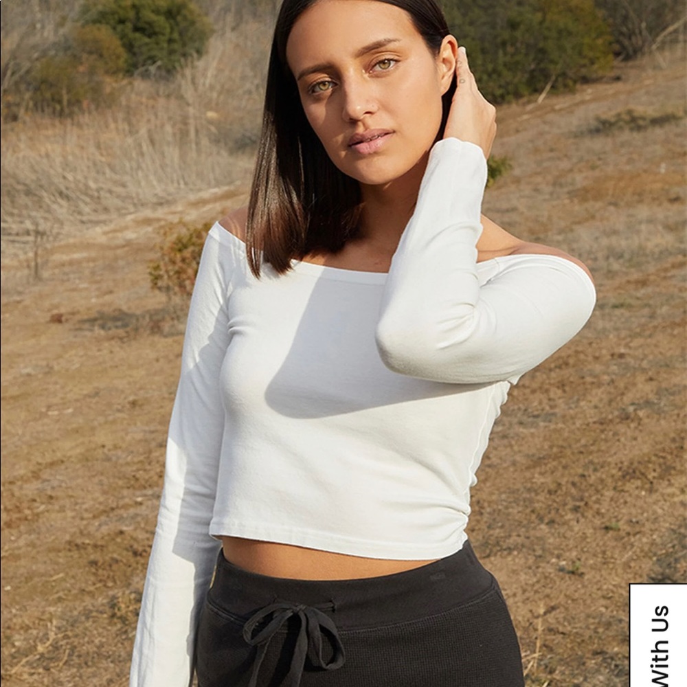 brandy melville/ john galt white maison off shoulder long sleeve top